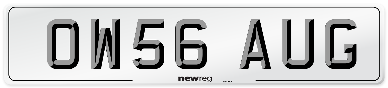 OW56 AUG Number Plate from New Reg